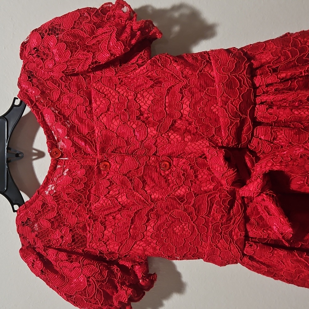 Laura Ashley Elegant Red Lace Kids Dress size 5 - Picture 7 of 13